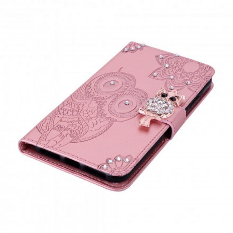 Læder Cover Samsung Galaxy Xcover 5 Telefon Etui Ugle Mandala Og Charm