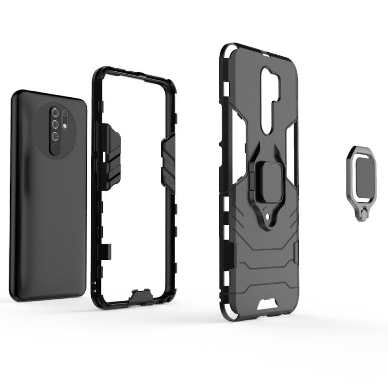 Cover for Xiaomi Redmi 9 Sort Resistent Ring