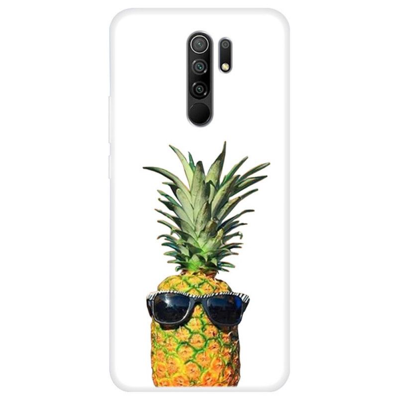 Cover Xiaomi Redmi 9 Gennemsigtig Ananas Med Briller