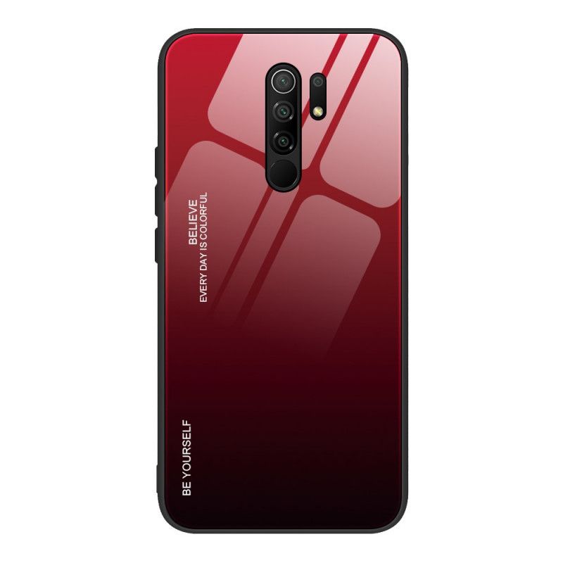 Cover Xiaomi Redmi 9 Rød Vær Dig Selv Hærdet Glas