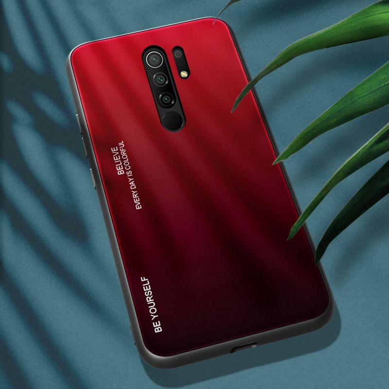 Cover Xiaomi Redmi 9 Rød Vær Dig Selv Hærdet Glas