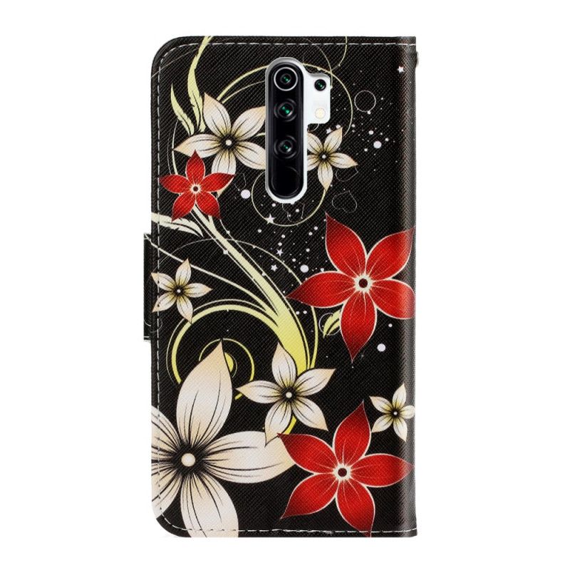 Flip Cover Læder for Xiaomi Redmi 9 Farverige Blomster Med Rem