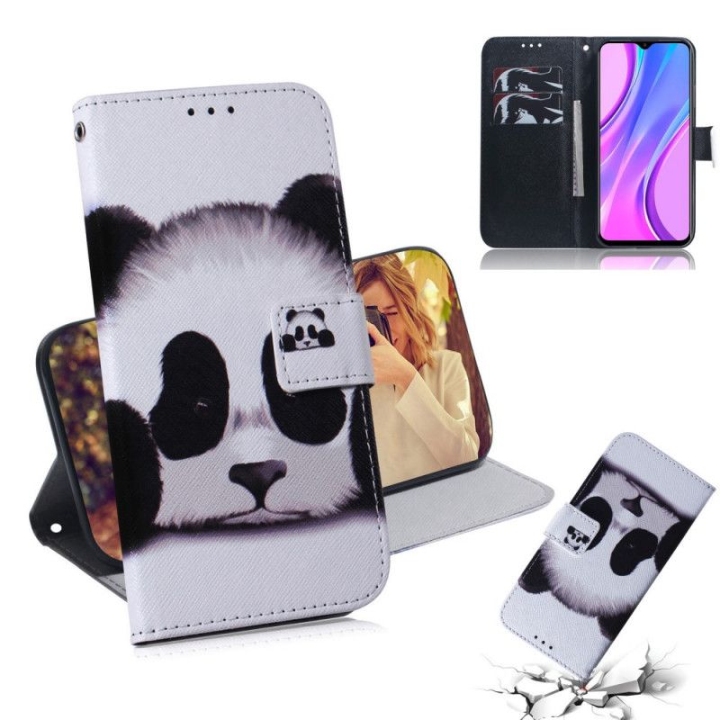 Flip Cover Læder for Xiaomi Redmi 9 Panda Ansigt