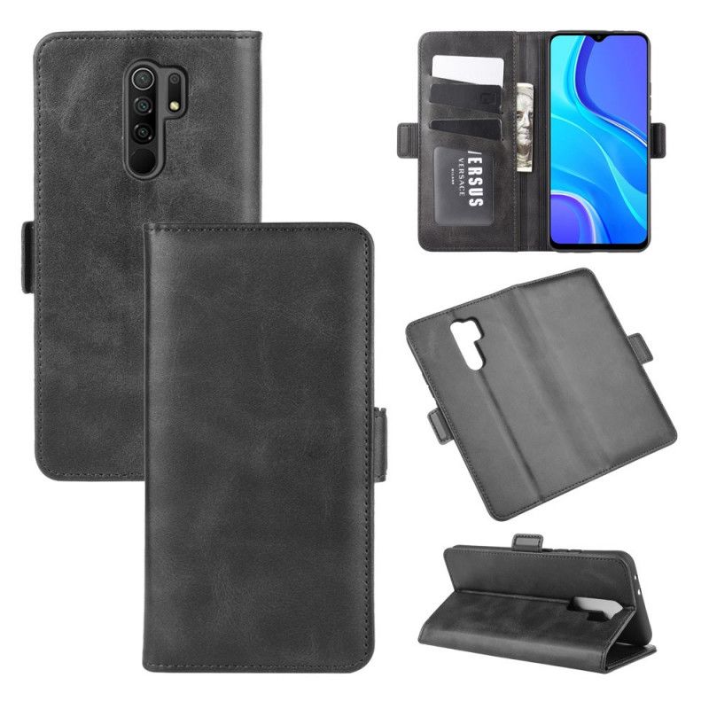 Flip Cover Læder for Xiaomi Redmi 9 Sort Dobbelt Flap