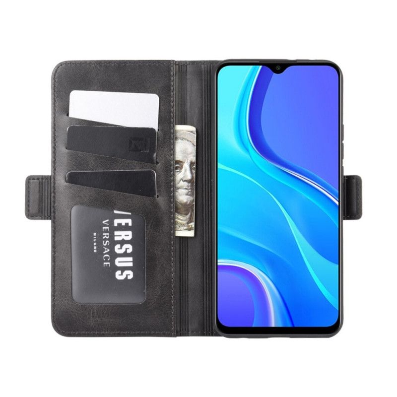 Flip Cover Læder for Xiaomi Redmi 9 Sort Dobbelt Flap