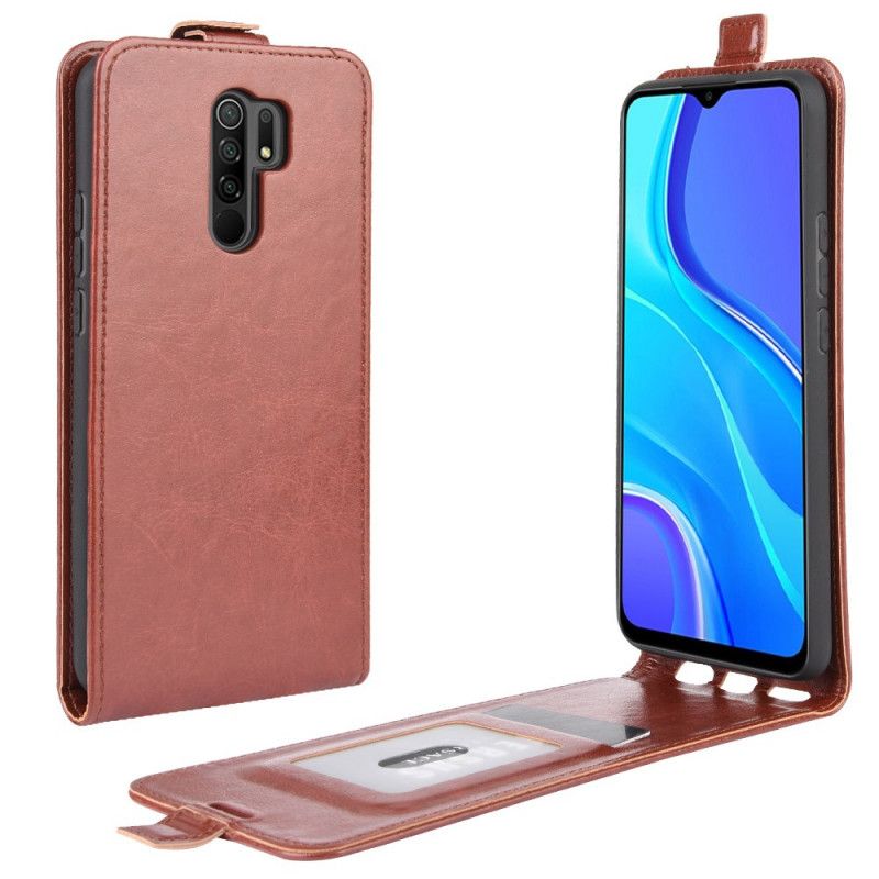 Flip Cover Læder for Xiaomi Redmi 9 Sort Foldning Af Lædereffekt