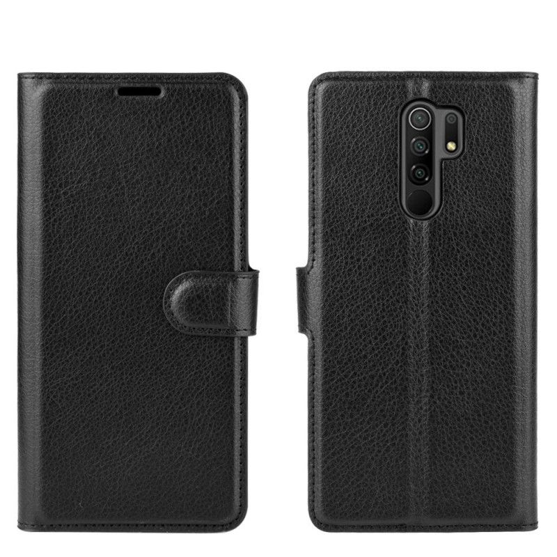 Flip Cover Læder for Xiaomi Redmi 9 Sort Klassisk Kunstlæder