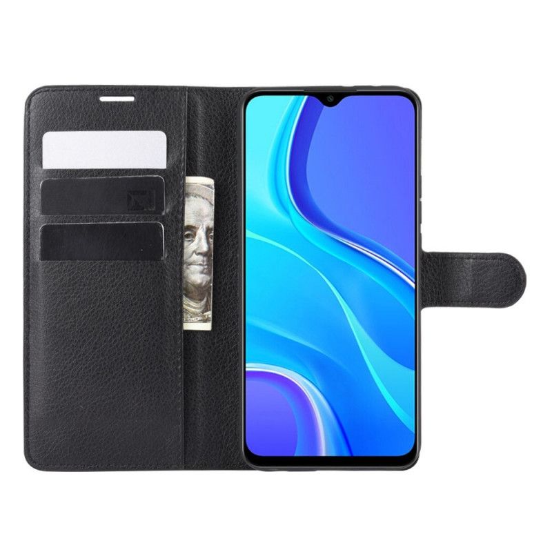 Flip Cover Læder for Xiaomi Redmi 9 Sort Klassisk Kunstlæder