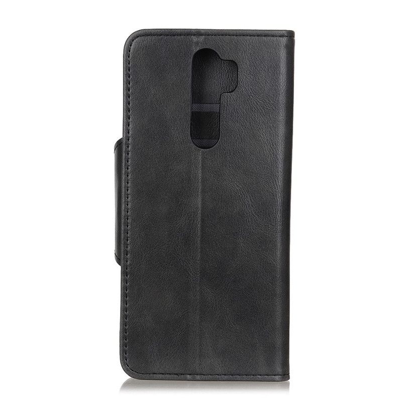 Flip Cover Læder for Xiaomi Redmi 9 Sort Vintage Kunstlæder Og Knap