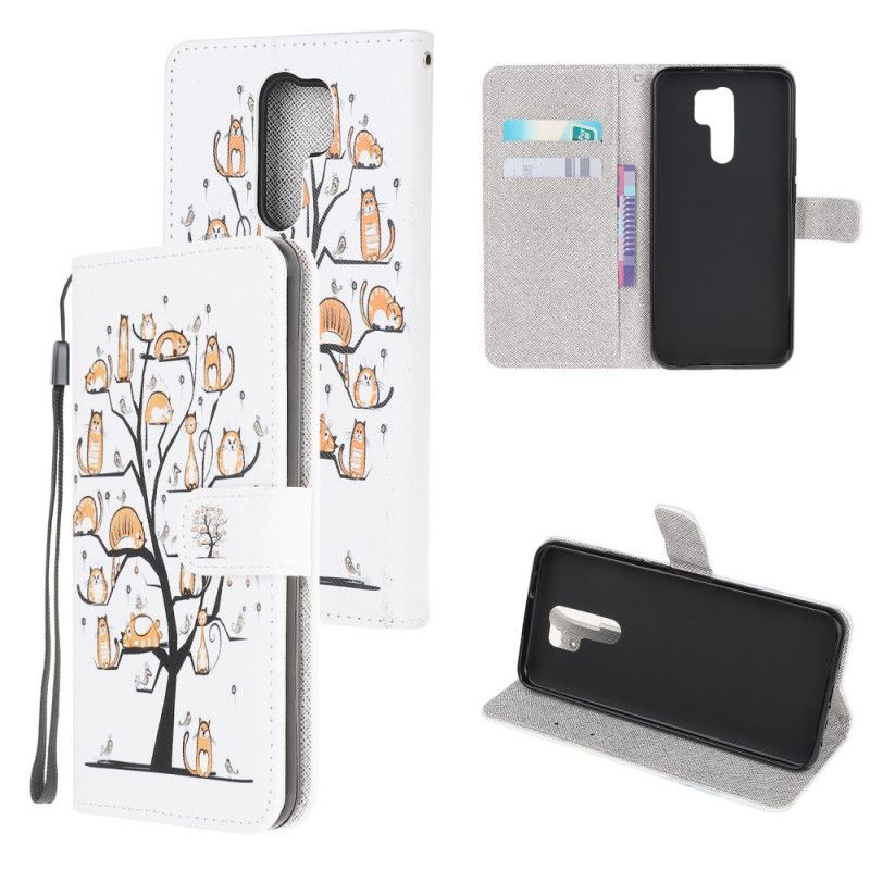 Flip Cover Læder Xiaomi Redmi 9 Funky Stringkatte