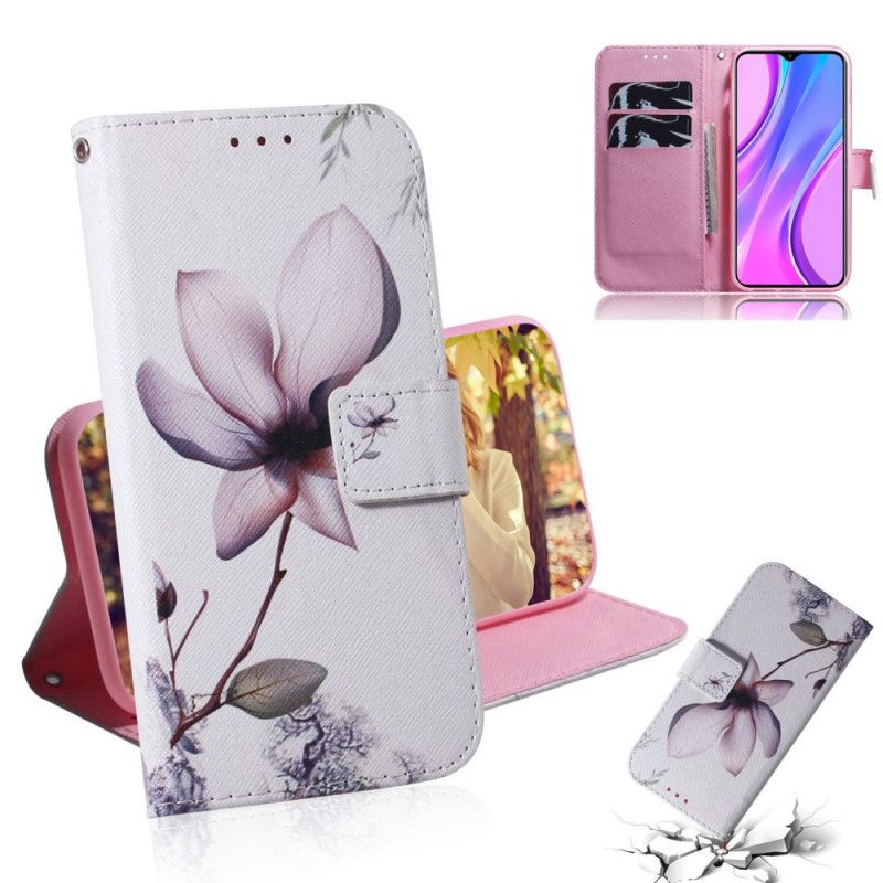 Flip Cover Læder Xiaomi Redmi 9 Gammel Rosenblomst