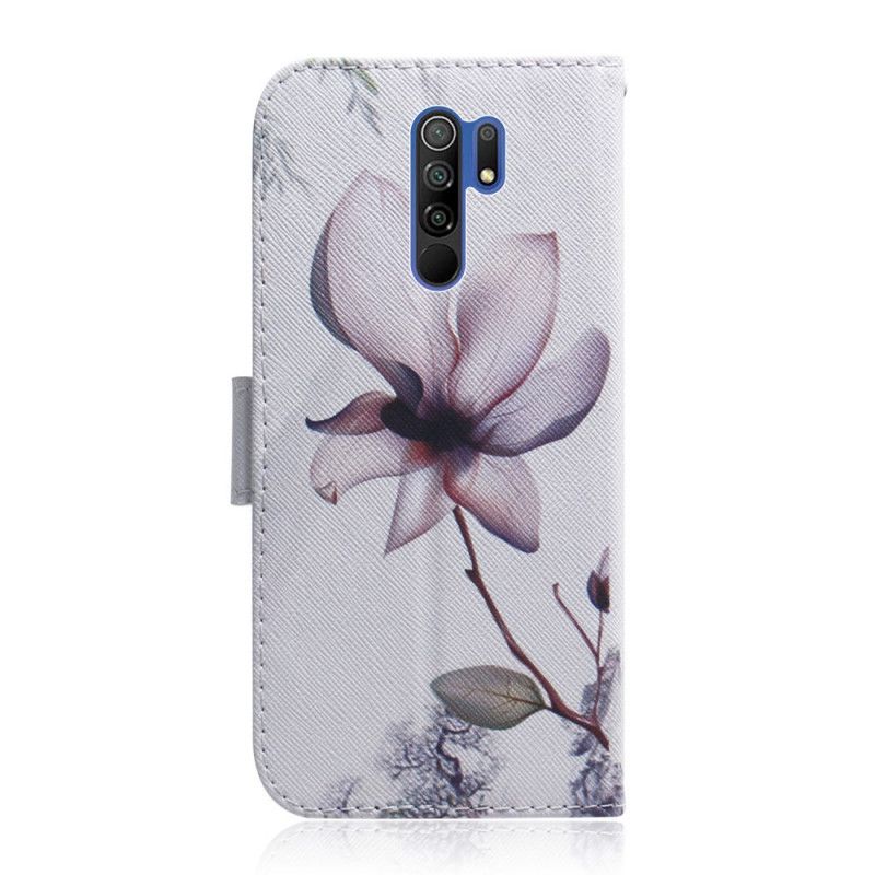 Flip Cover Læder Xiaomi Redmi 9 Gammel Rosenblomst