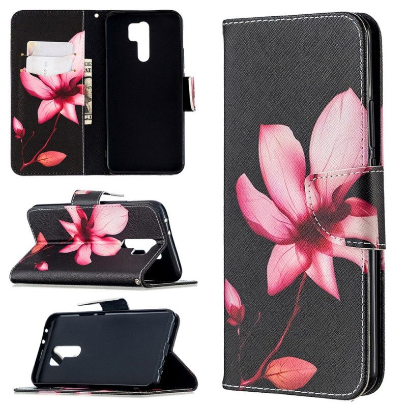 Flip Cover Læder Xiaomi Redmi 9 Lyserød Blomst