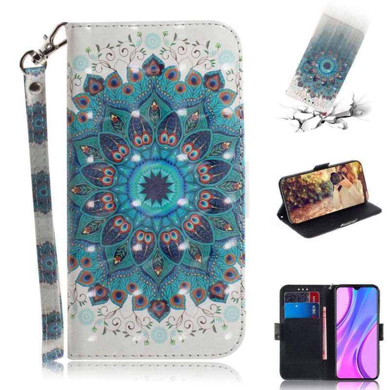 Flip Cover Læder Xiaomi Redmi 9 Mesterlig Mandala Med Rem