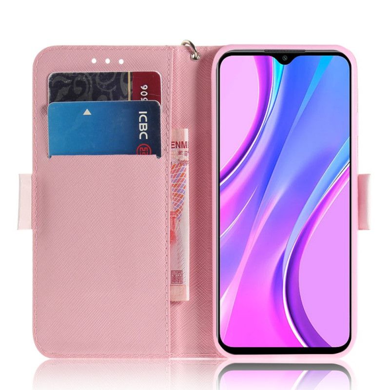 Flip Cover Læder Xiaomi Redmi 9 Pandakærlighed Med Rem Beskyttelse