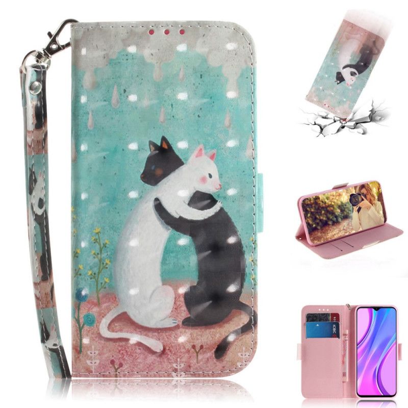 Flip Cover Læder Xiaomi Redmi 9 Thong Cat Friends