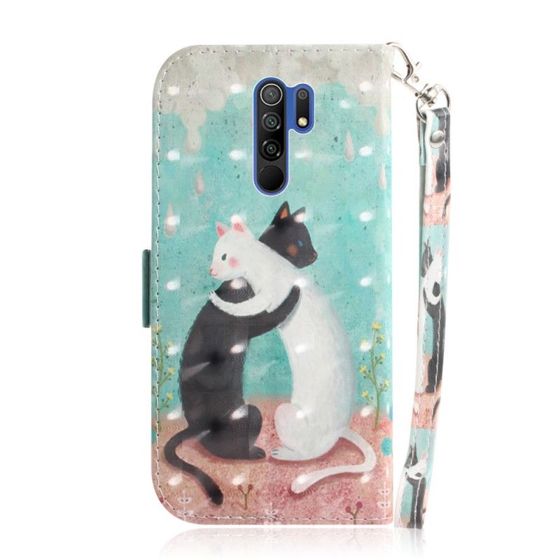 Flip Cover Læder Xiaomi Redmi 9 Thong Cat Friends