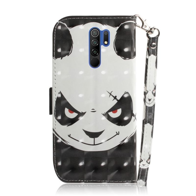 Flip Cover Læder Xiaomi Redmi 9 Vred Panda Med Rem