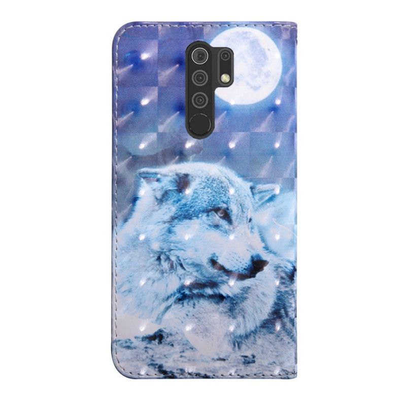 Flip Cover Xiaomi Redmi 9 Mobilcover Måneskin Ulv