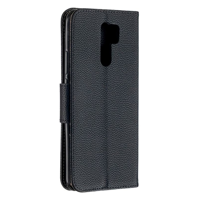 Flip Cover Xiaomi Redmi 9 Sort Mobilcover Lychee Skrå Flap