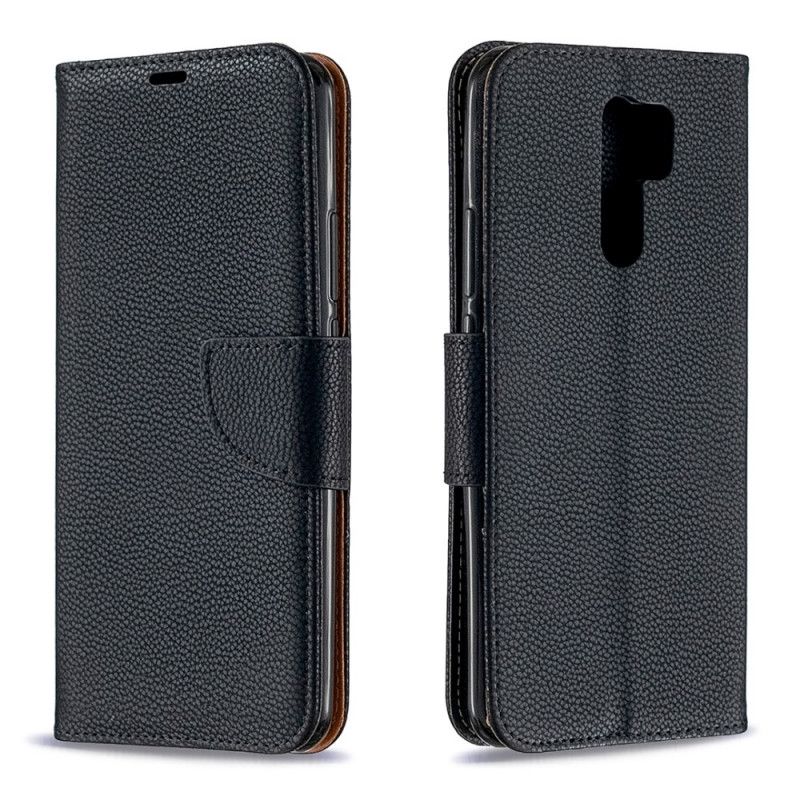 Flip Cover Xiaomi Redmi 9 Sort Mobilcover Lychee Skrå Flap