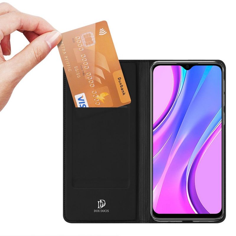 Læder Cover Xiaomi Redmi 9 Sort Pro Dux Ducis Hud Beskyttelse