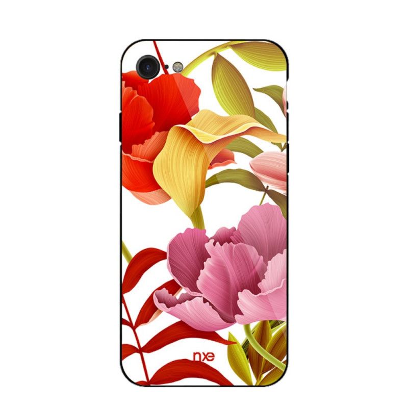 Cover for iPhone 7 / 8 / SE 2 Hvid Glas Og Silikone Blomster Nxed