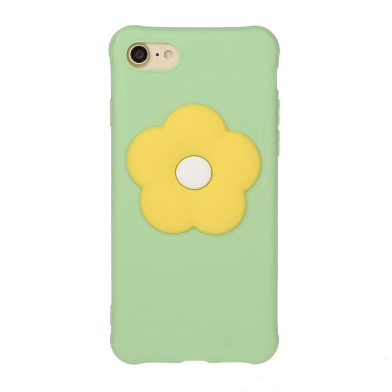 Cover iPhone 7 / 8 / SE 2 Grøn Præget Med Silikoneblomst