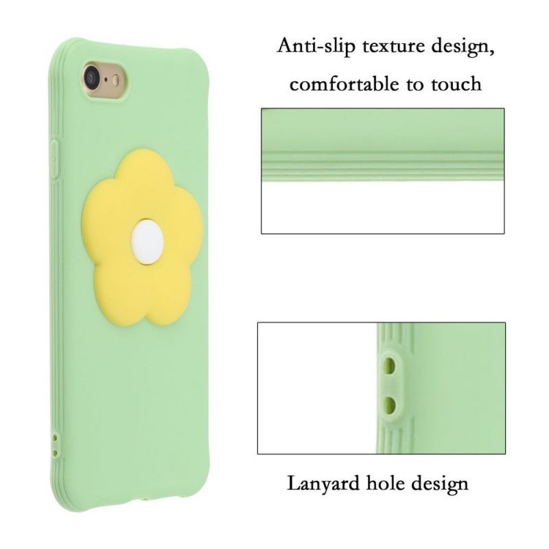 Cover iPhone 7 / 8 / SE 2 Grøn Præget Med Silikoneblomst