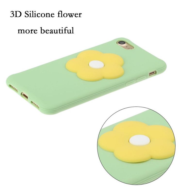 Cover iPhone 7 / 8 / SE 2 Grøn Præget Med Silikoneblomst