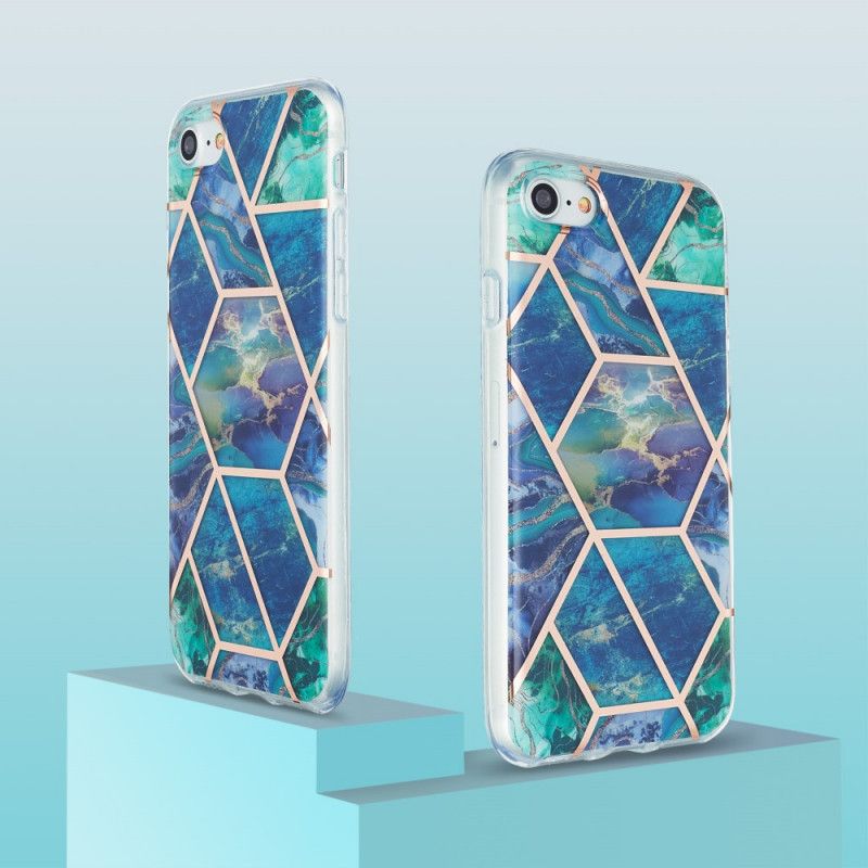 Cover iPhone 7 / 8 / SE 2 Hvid Silikone Marmor Geometri