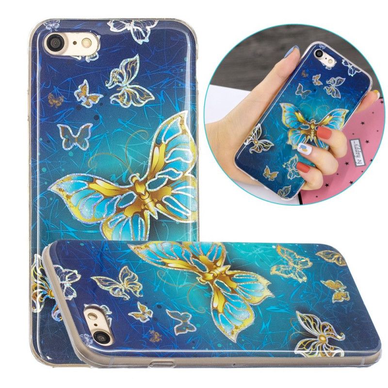 Cover iPhone 7 / 8 / SE 2 Mobilcover Glitterdesign Sommerfugle