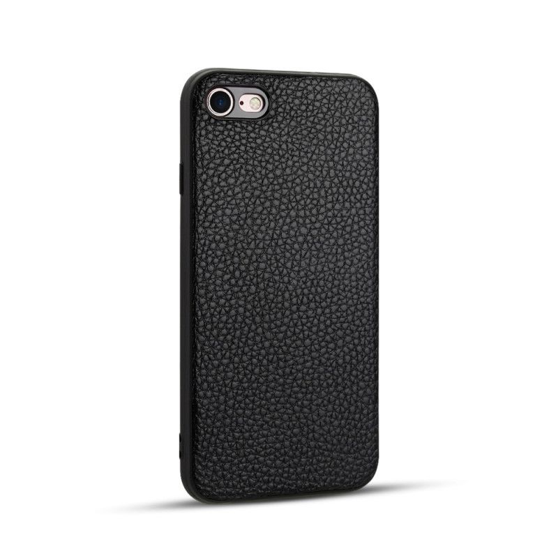 Cover iPhone 7 / 8 / SE 2 Sort Ægte Lychee Læder