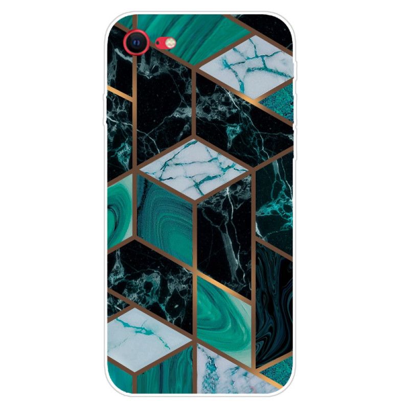 Cover iPhone 7 / 8 / SE 2 Sort Geometrisk Marmor