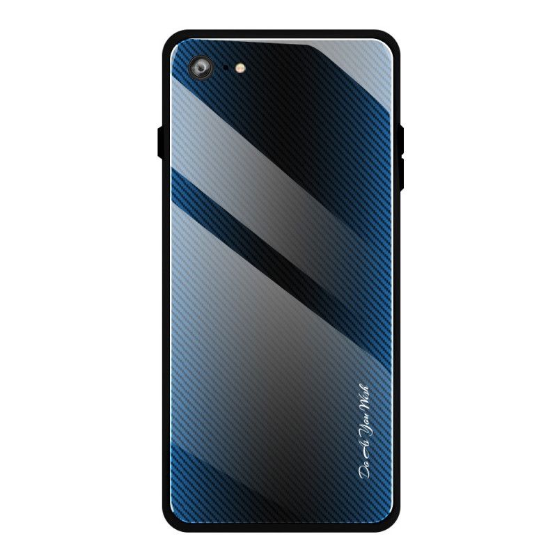 Cover iPhone 7 / 8 / SE 2 Sort Kulfiber Hærdet Glas