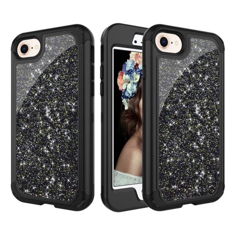 Cover iPhone 7 / 8 / SE 2 Sort Mobilcover Aftagelig Superglitter