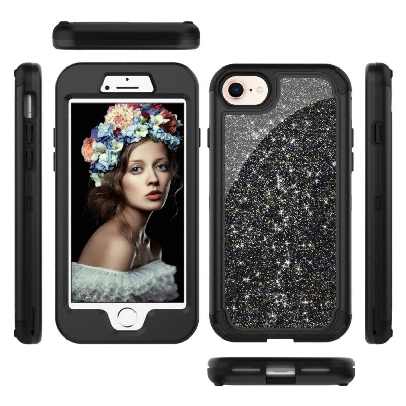 Cover iPhone 7 / 8 / SE 2 Sort Mobilcover Aftagelig Superglitter