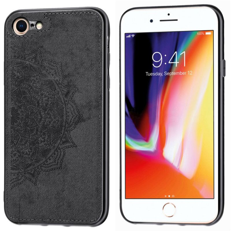 Cover iPhone 7 / 8 / SE 2 Sort Mobilcover Stof- Og Mandala-Struktur