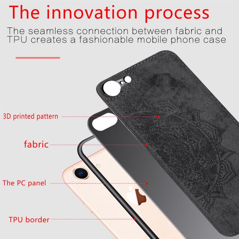 Cover iPhone 7 / 8 / SE 2 Sort Mobilcover Stof- Og Mandala-Struktur