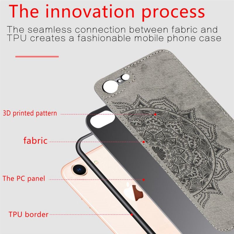 Cover iPhone 7 / 8 / SE 2 Sort Mobilcover Stof- Og Mandala-Struktur