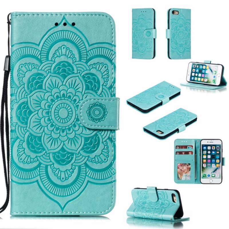 Flip Cover Læder for iPhone 7 / 8 / SE 2 Sort Hele Mandala