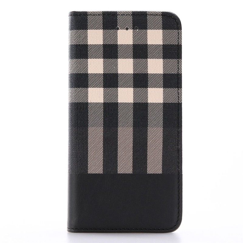 Flip Cover Læder for iPhone 7 / 8 / SE 2 Sort Skotske Fliser