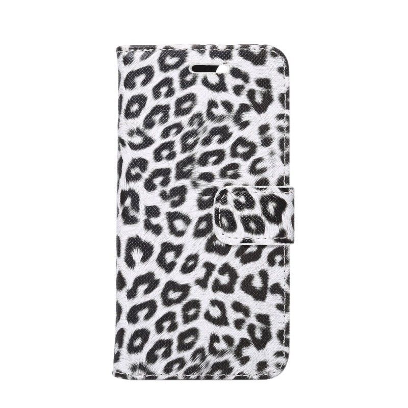 Flip Cover Læder iPhone 7 / 8 / SE 2 Hvid Leopard