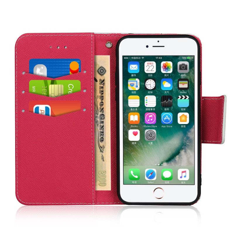 Flip Cover Læder iPhone 7 / 8 / SE 2 Magenta G-Streng Beskyttelse