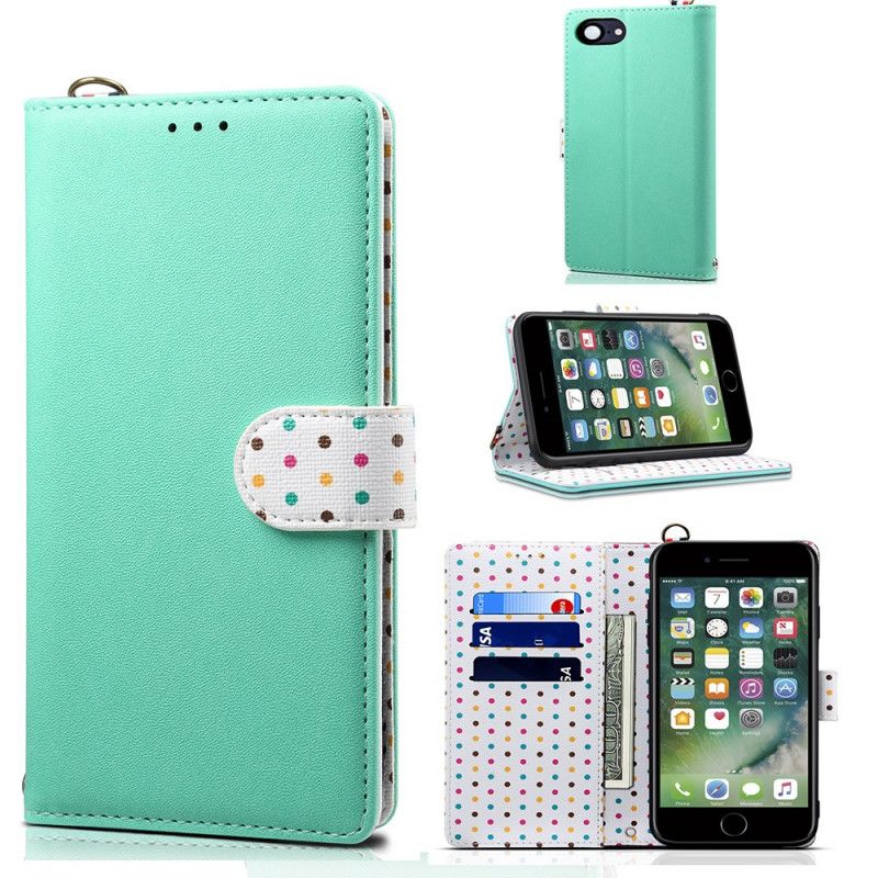 Flip Cover Læder iPhone 7 / 8 / SE 2 Sort Polka Dot Uniform Beskyttelse