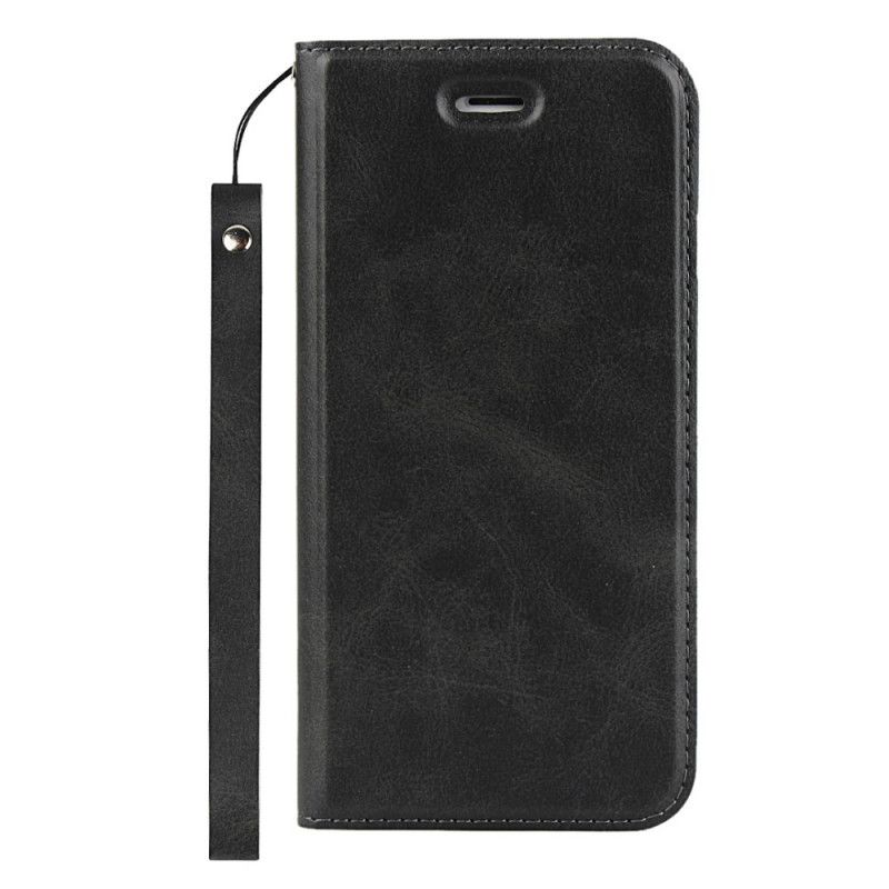 Læder Cover for iPhone 7 / 8 / SE 2 Sort Imiteret Læder Med Rem