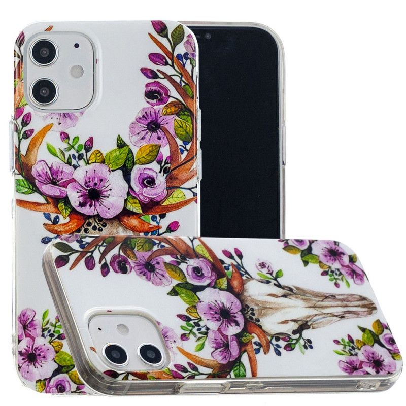 Cover for iPhone 12 Mini Fluorescerende Blomstrende Elg