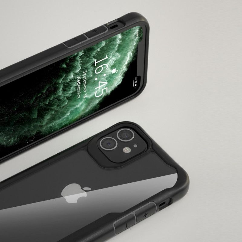 Cover iPhone 12 Mini Sort Gennemsigtig Hybrid Med Silikonekanter