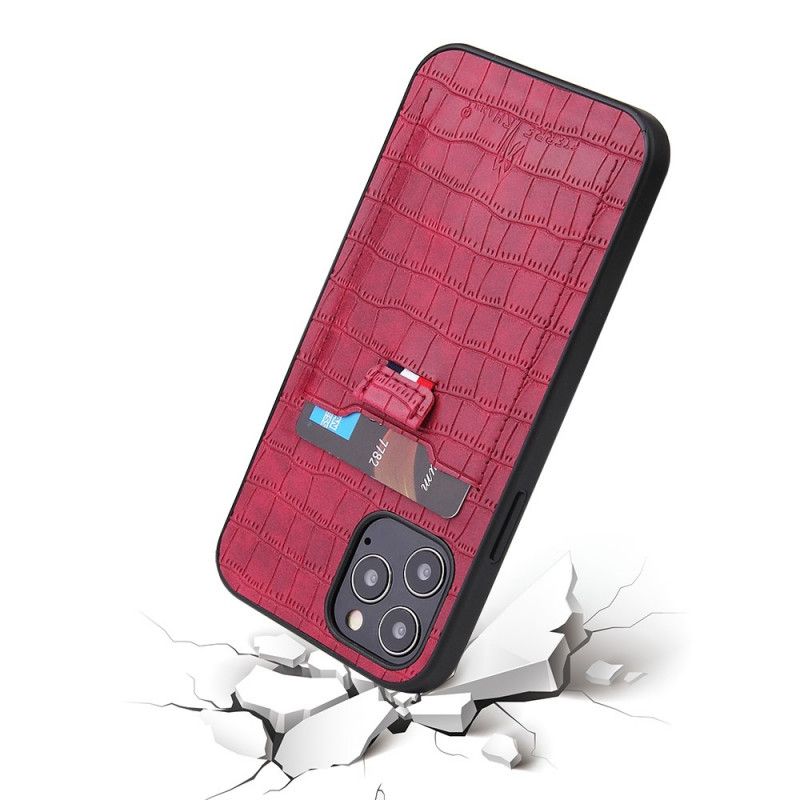 Cover iPhone 12 Mini Sort Krokodillehud Kortholder