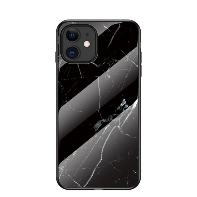 Cover iPhone 12 Mini Sort Marmorfarver Hærdet Glas